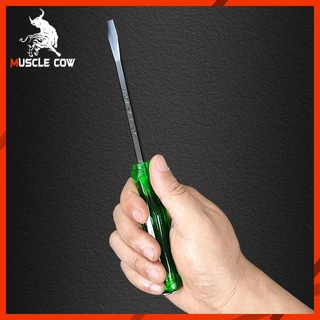 ไขควง Muscle Cow ปากเเฉก-แบน 2 ตัว/ชุด ท้ายตอกได้ ปลายแม่เหล็ก 6 mm x 4" ไขควงปากแบน ไขควงปากแฉก ไขควงตอก