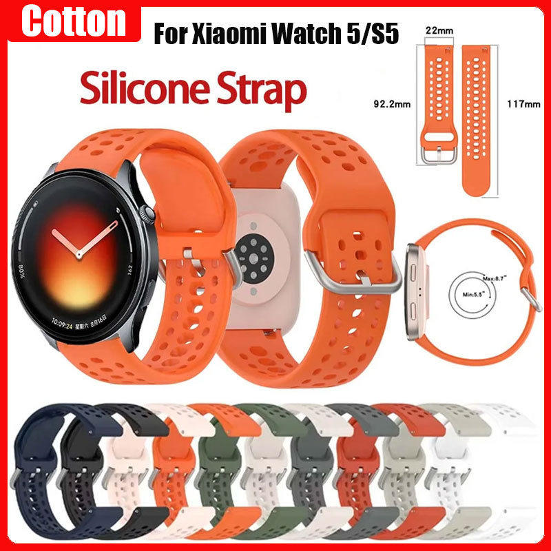 สายคล้องคอสําหรับ Xiaomi นาฬิกา 5 S5/S4 47 มม.สร้อยข้อมือซิลิโคนสายรัดข้อมือสําหรับนาฬิกา Realme 5 Redmi นาฬิกา 5 Active/Lite Band