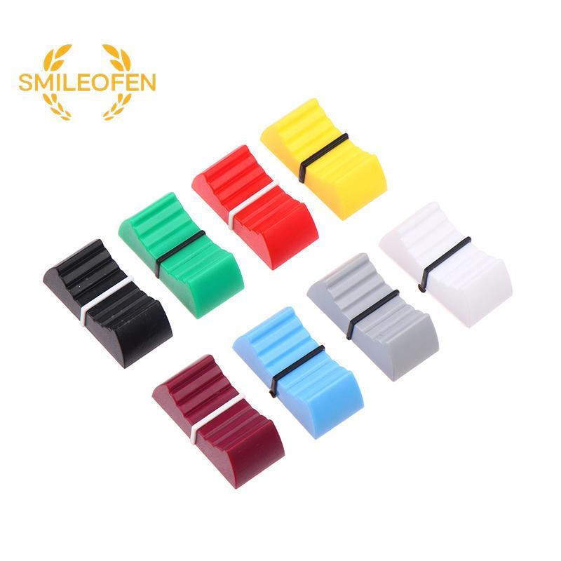 [Smileofen] 10 ชิ้นเครื่องผสมพลาสติก Push Key Cap Fader Knob Cap Touch Sensitive Slider Ribbed Mixer โต๊ะสวิทช์ Knob Cap ใหม่