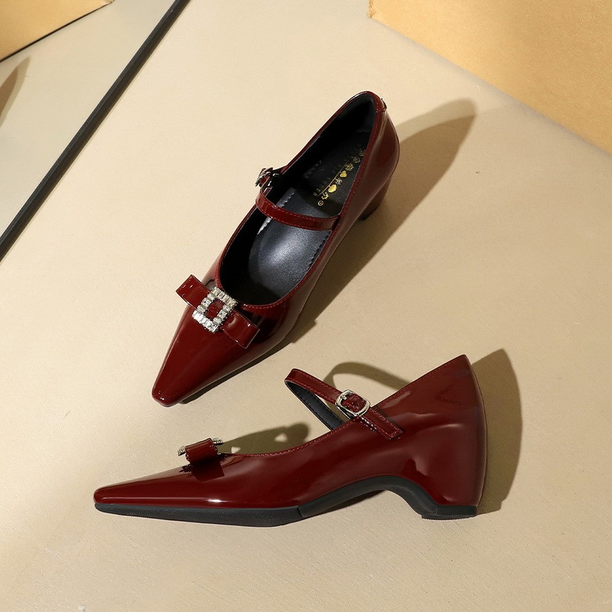BIGTREE Bowknot Mary Jane Shoes Chunky Heel รองเท้าผู้หญิงสบาย 5cm