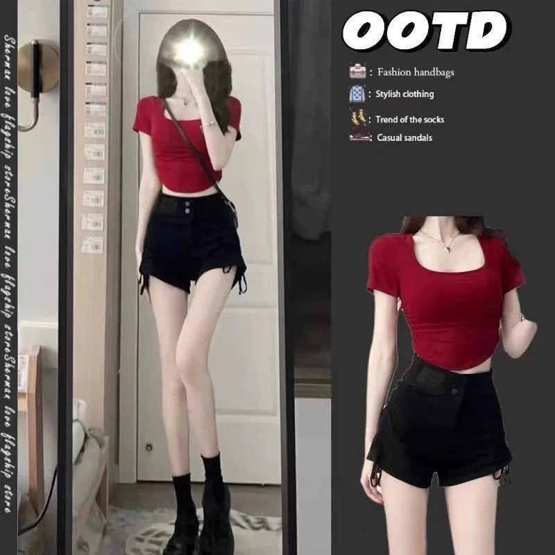 cicishop1 Korean shorts กางเกงขาสั้นสบาย กางเกงขาสั้นฤดูร้อนผู้หญิง