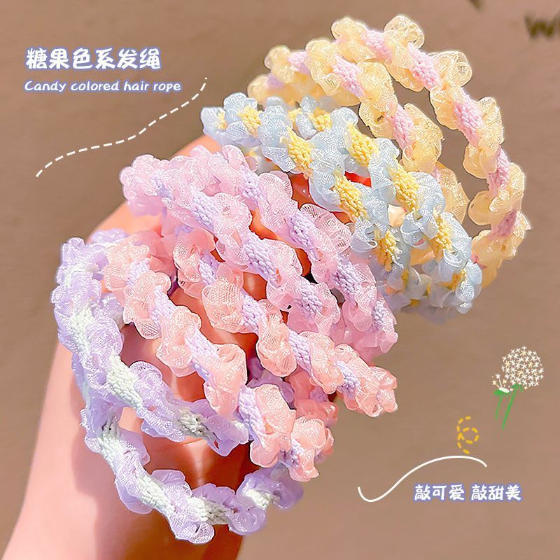 儿童头饰女孩高弹力皮筋发圈甜美女童发饰简约不伤发发绳头绳5.7 Children's hair accessories for girls, high-elasticity hair bands, s