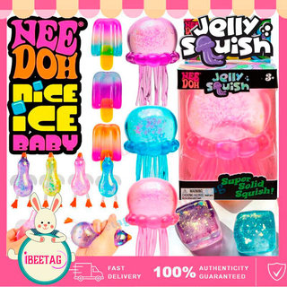 Needoh Nice Cube Stress-Relief Sensory Squeeze Toy Slow Rebound Release Anxiety Toys Jellyfish/Ice Cream Finger Press Rebound Decompression Squishy Toys Kids Birthday Gift