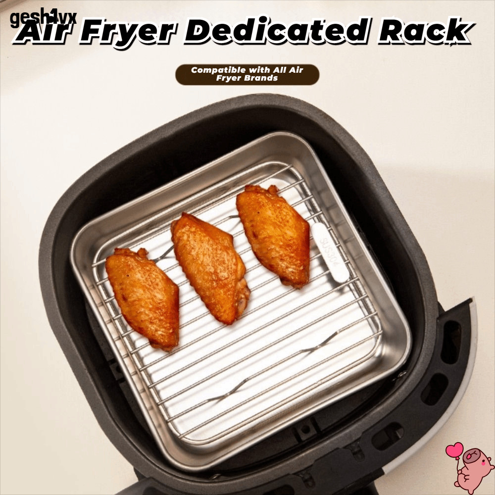 LOLLIPOP ทําอาหารหม้อ, Thicken 304 สแตนเลส Air Fryer Rack,ทนทานรอบสแควร์เท้า BBQ Home Kitchen เตาอบ Steamer Cooker
