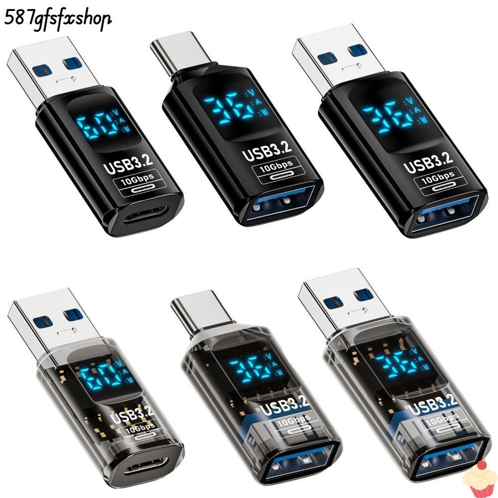 SWEETHOME 1 PCS Power Meter Tester, 36-60W 10Gbps USB 3.2 Adapter, Professional Digital LED Display Data Transmission ชิปสมาร์ทแล็ปท็อป Type-C Converter โทรศัพท์มือถือ