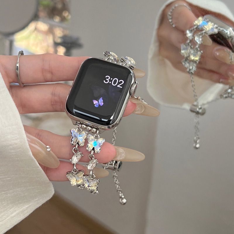 เหมาะสําหรับ Apple Apple iwatchS10S9Ultra8765432Dream Butterfly Garden Gem Chain Strap