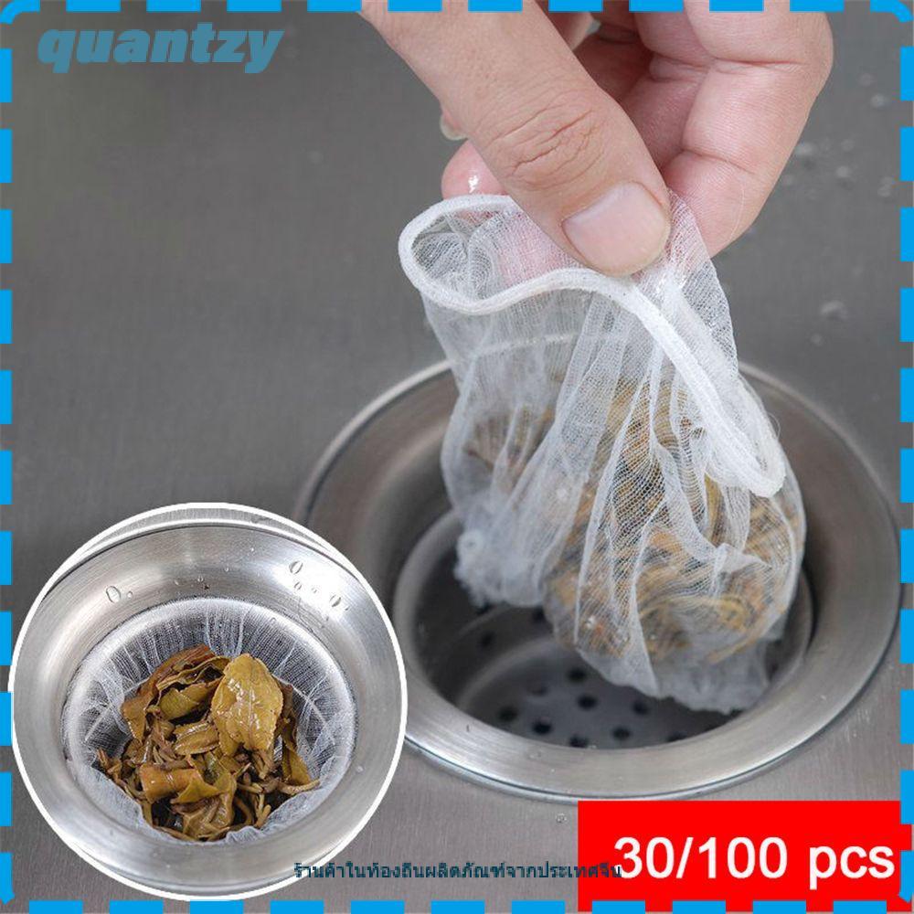 QUANTZY 30/100 ชิ้นอ่างล้างจานกรองเศษผมแยกถุงขยะสารตกค้างสะสม
