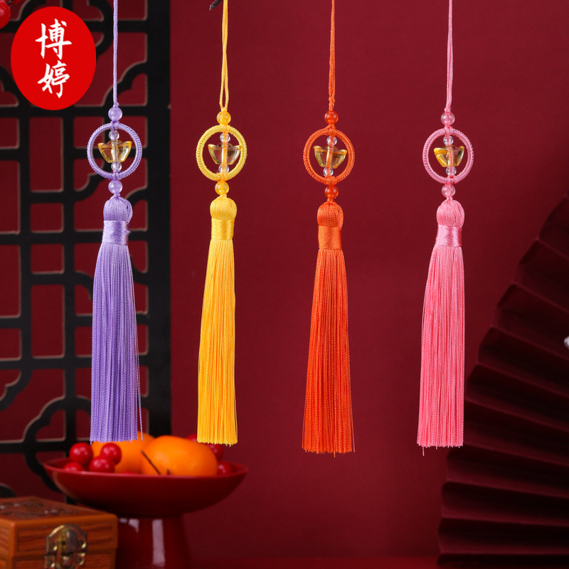 สไตล์ใหม่ Lucky Fortune Ingot พู่หู Lotus สไตล์จีน Lanyard แขวนหูรถแขวน diy เครื่องประดับอุปกรณ์เสริ