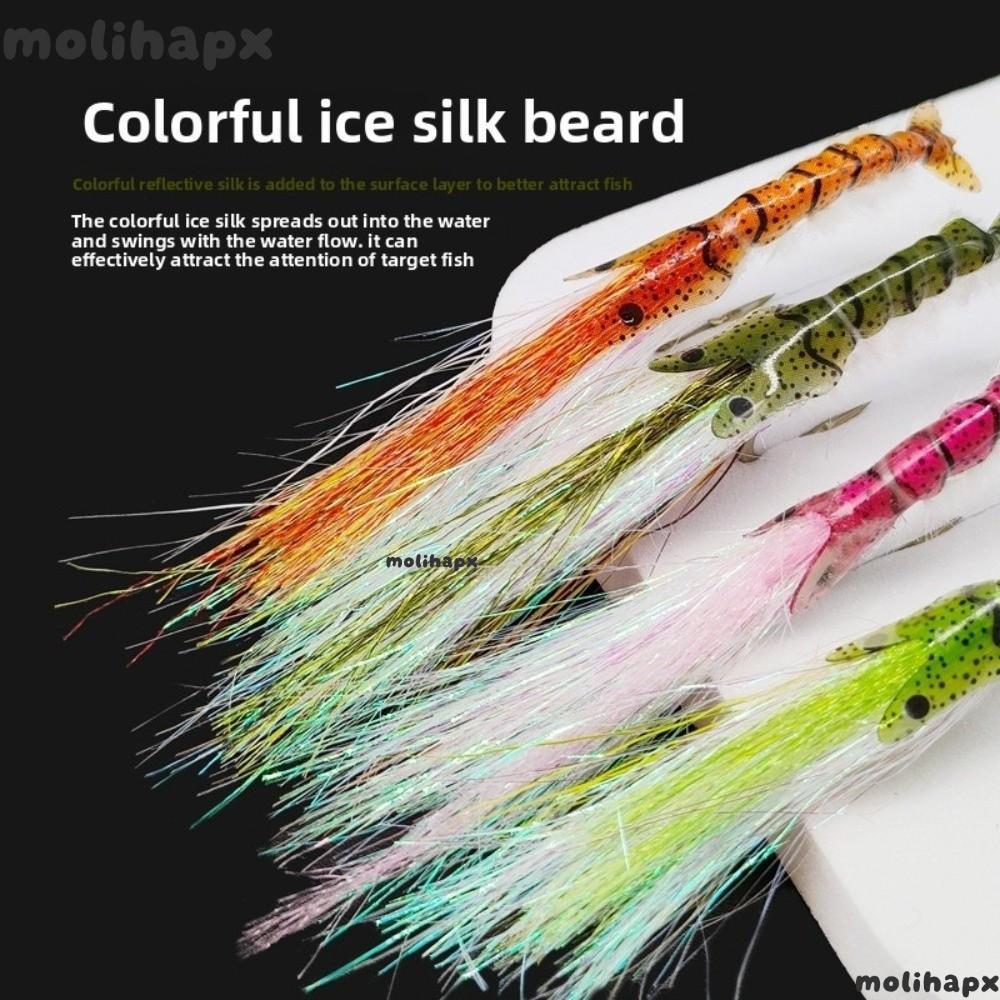 MOLIH 4 ชิ้น Ice Dubbing Wing กุ้ง Fly, 8 # Hook Dubbing วัสดุ Scuds Fly, เหยื่อตกปลา Redfish