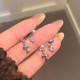1 ชิ้นผู้หญิงคลาสสิกโลหะผสมความปลอดภัย Pin Cross Stud ต่างหู