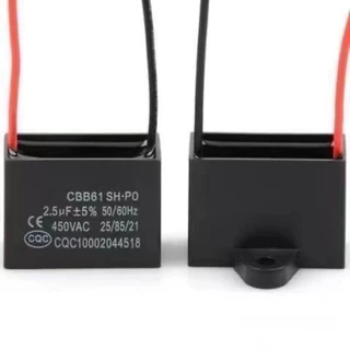 คาปาซิเตอร์ พัดลม​ มีสายไฟ ตัวเก็บประจุ Capacitor คอนเดนเซอร์พัดลม RM CBB61 1.2uF/1.5uF/1.8/2.0/2.5uF อะไหล่พัดลม HATARI