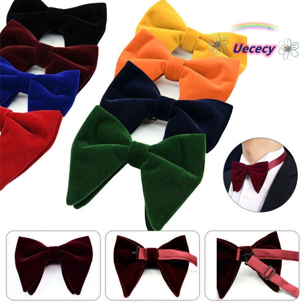 UECECY Mens Large Bow Tie, Solid Adjustable Bow Tie, แฟชั่นกํามะหยี่ Big Bow Tie งานแต่งงาน
