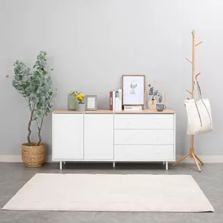 INDEX LIVING MALL ตู้ไซด์บอร์ด รุ่นมินิมอล ขนาด 150 ซม. - สีขาว/ไลท์ วู้ด