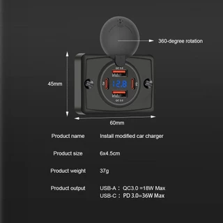 2-4 พอร์ต USB Outlet QC 22.5W PD 30W Type-C Quick Charge & QC3.0 แผง Wall Mount อะแดปเตอร์ชาร์จสําหรับรถบัส ATV รถบรรทุก