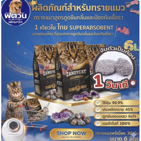 ZANDYCAT ทรายแมวภูเขาไฟ อัลทิเมทพรีเมียม ขนาด 12 ลิตร{ทรายแมว}
