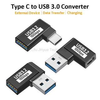 อะแดปเตอร์ OTG 90 องศา Type C เป็น USB 3.0 Converter USB หญิงเป็น USB ชาย 10Gbps Fast Data Connector Converter อะแดปเตอร์ชาร์จ
