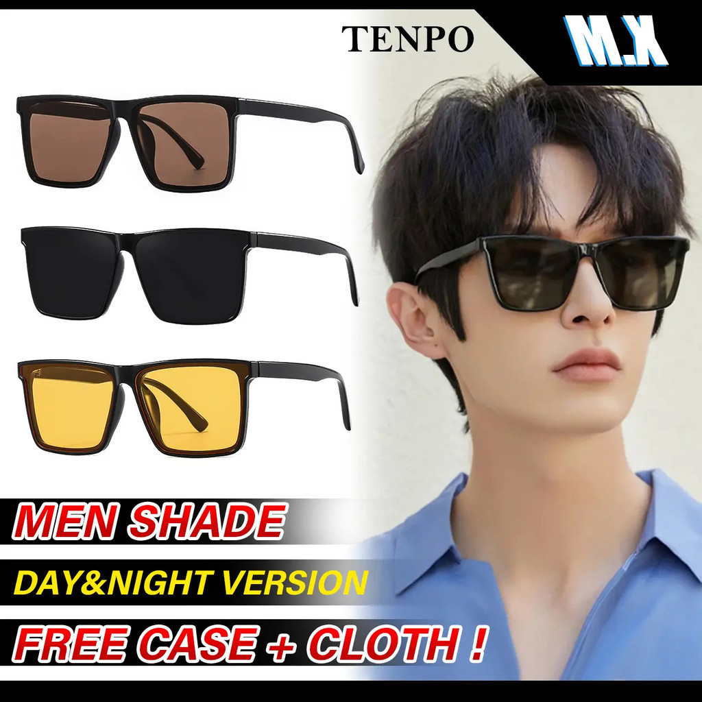 แว่นกันแดดโพลาไรซ์ MX Studio-TENPO รุ่น Night Vision กรอบสี่เหลี่ยมกลาง Unisex ป้องกันรังสียูวี