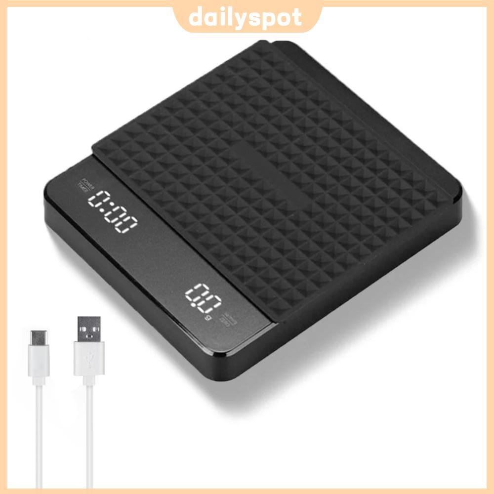 ⚡24ชม.⚡ Mini Coffee Scale W/จับเวลาชาร์จ 3 กก./0.1g แบบพกพา Digital Kitchen Scale Auto Tare Espresso