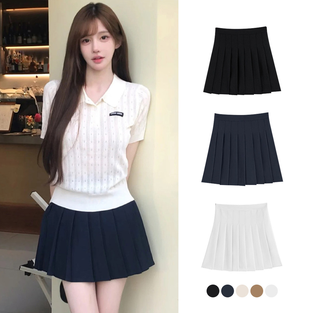 กระโปรงเกาหลี ลายสก็อต กระโปรงสั้น กระโปรงเทนนิสเอวสูง กระโปรงพลีท Skirt มีซับใน