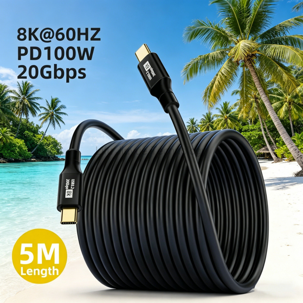 LKYBD PD 100W USB 3.2 Type-C ถึง Type-C สาย 20Gbps UHD Data Cord 8K @ 60Hz 0.5-3m Video Wire สําหรับ