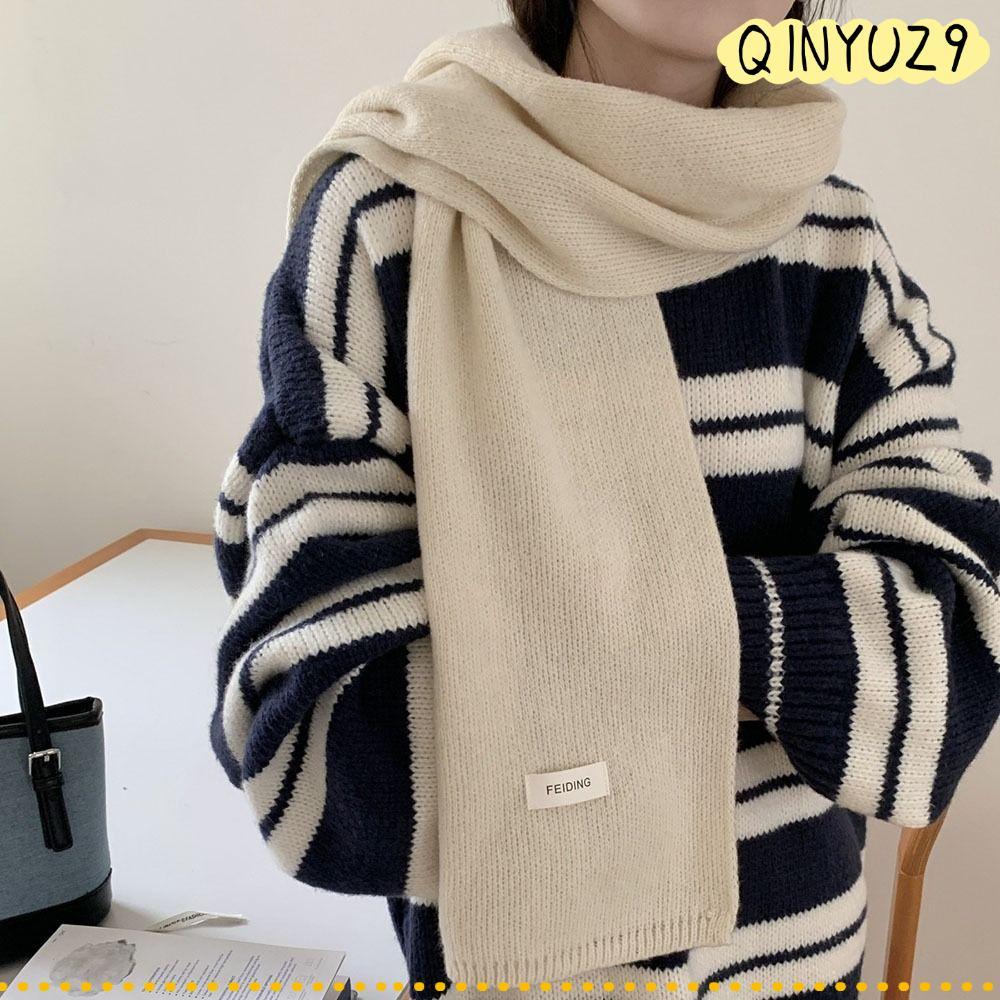 QINYUZ9QX ถักผ้าพันคอ,สีทึบ Thicken Cross ผ้าพันคอ, Neckerchief Wrap ขนสัตว์คออุ่นผู้หญิง
