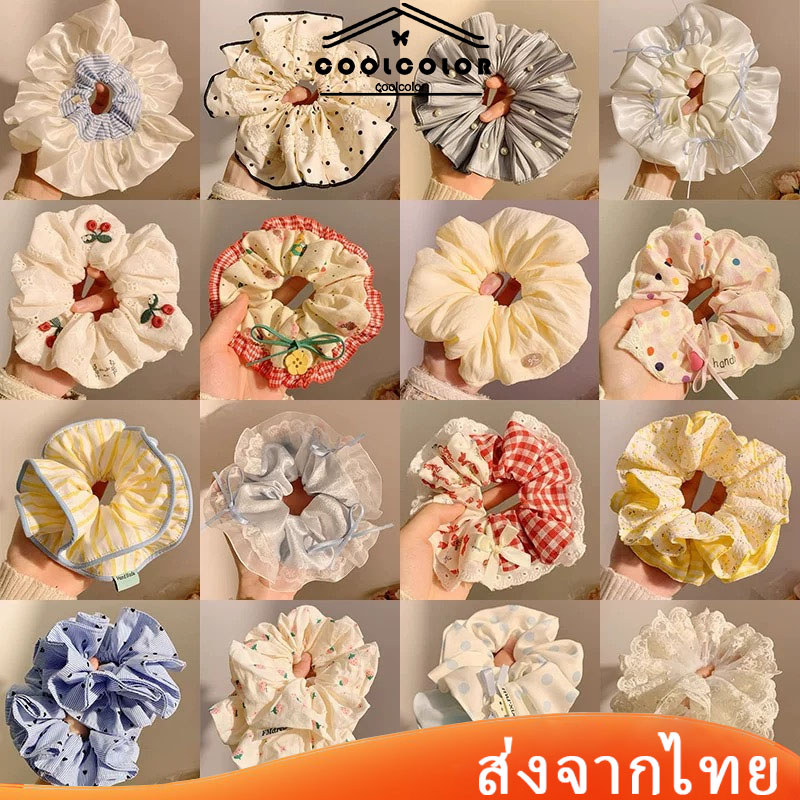 ในไทย💖ยางรัดผมสีเหลือง y2k ผมหางม้ายางรัดผมเส้นใหญ่ ทนทาน ประดับผม สําหรับนักเรียนหญิง.COD