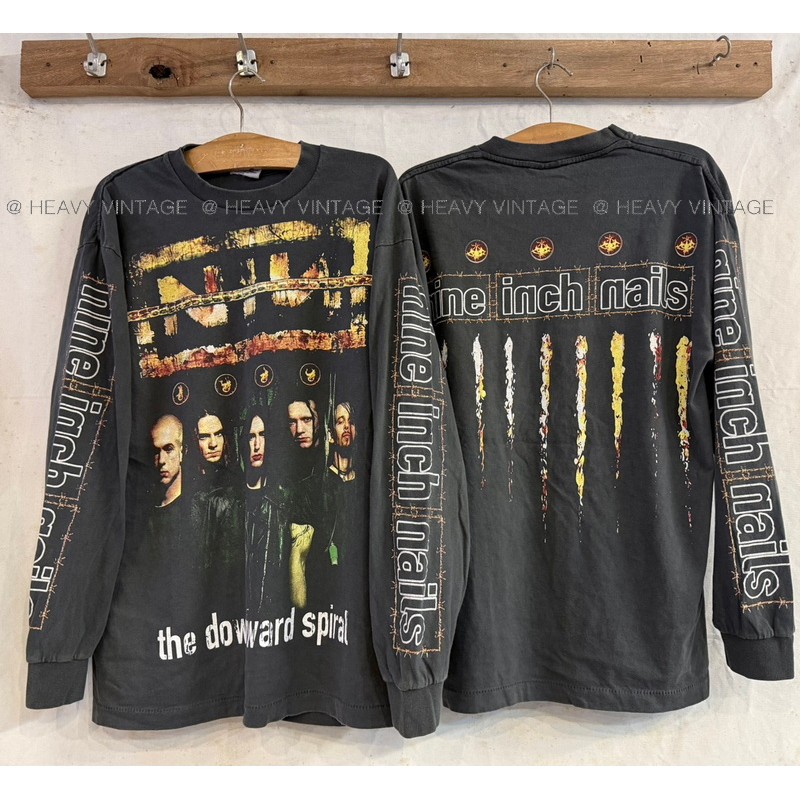 NINE INCH NAILS the down the spiral '95 Bio washed เสื้อทัวร์ โปรโมทอัลบั้ม วงร๊อค วินเทจ heavy vintage shirt