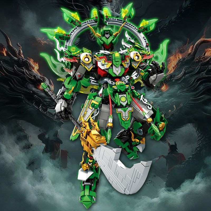 บล็อกตัวต่อ Guochuang mecha สามก๊ก mecha Guan Yu ประกอบของเล่นบล็อกตัวต่อยากของขวัญของเล่นใหม่