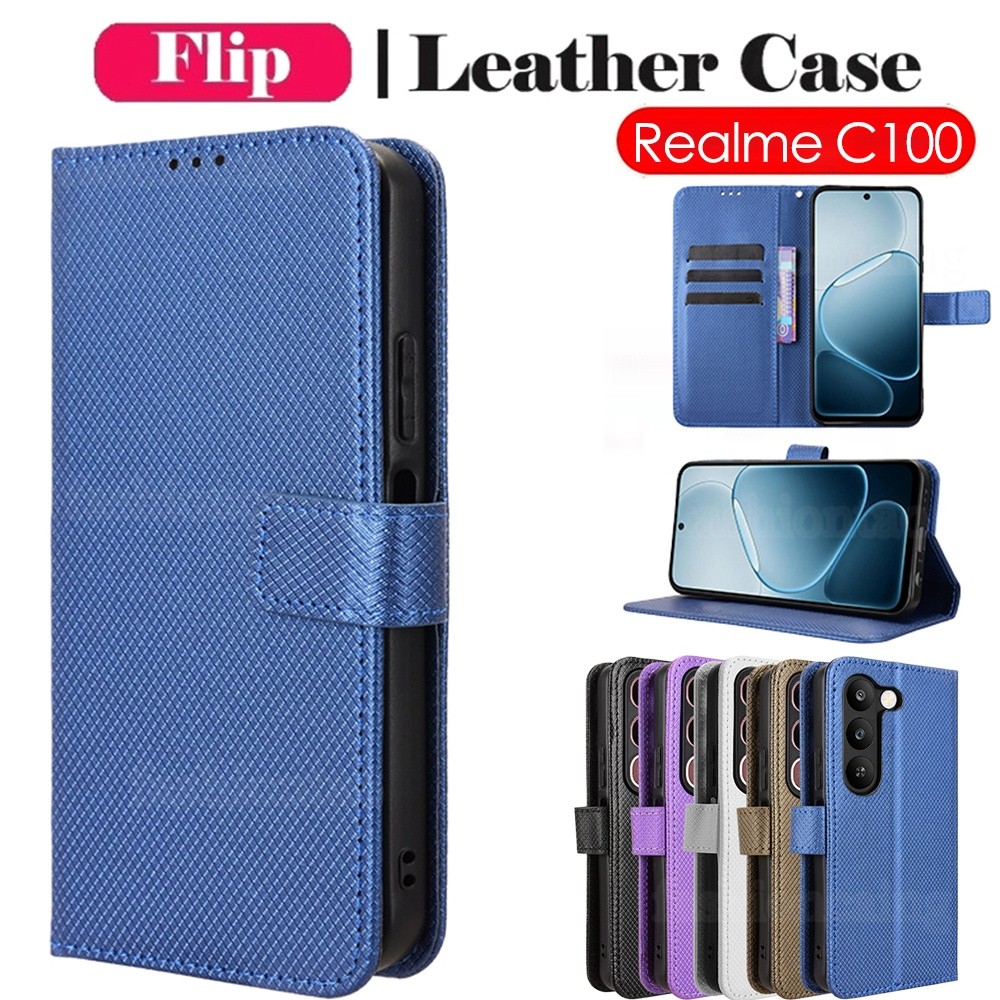 สําหรับRealme C 100 C100 iX C100i C100X C 83 C83 RealmeC100i RealmeC83 2026 Flipหนังช่องใส่การ์ดกระเป๋าสตางค์วงเล็บเคสโทรศัพท์กันกระแทกป้องกันปกหลัง