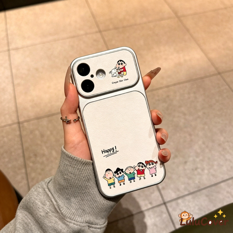 สไตล์เกาหลีเครยอนชินจังหนังPUกรณีหน้าต่างขนาดใหญ่สําหรับOPPO A6 A6i A6S A6T A6X A5 A5M A5S A5X A5i A