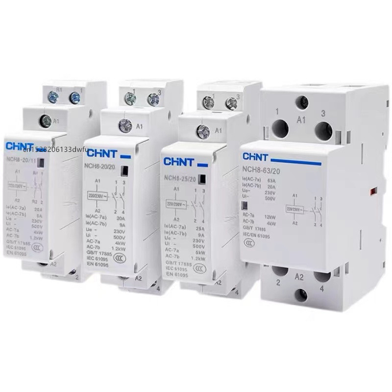CHINT NCH8 20A 25A 40A 63A Din Rail ในครัวเรือน MIni AC Contactor 220V 230V 400V 63/22 63/40 40/40 4
