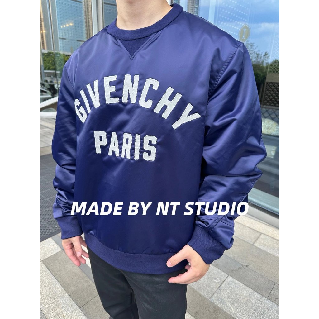 FW25 กันหนาวต้นฤดูใบไม้ร่วง ปักลาย GVC Letter_patch รอบคอดีไซน์สำหรับทั้งผู้ชายและผู้หญิง