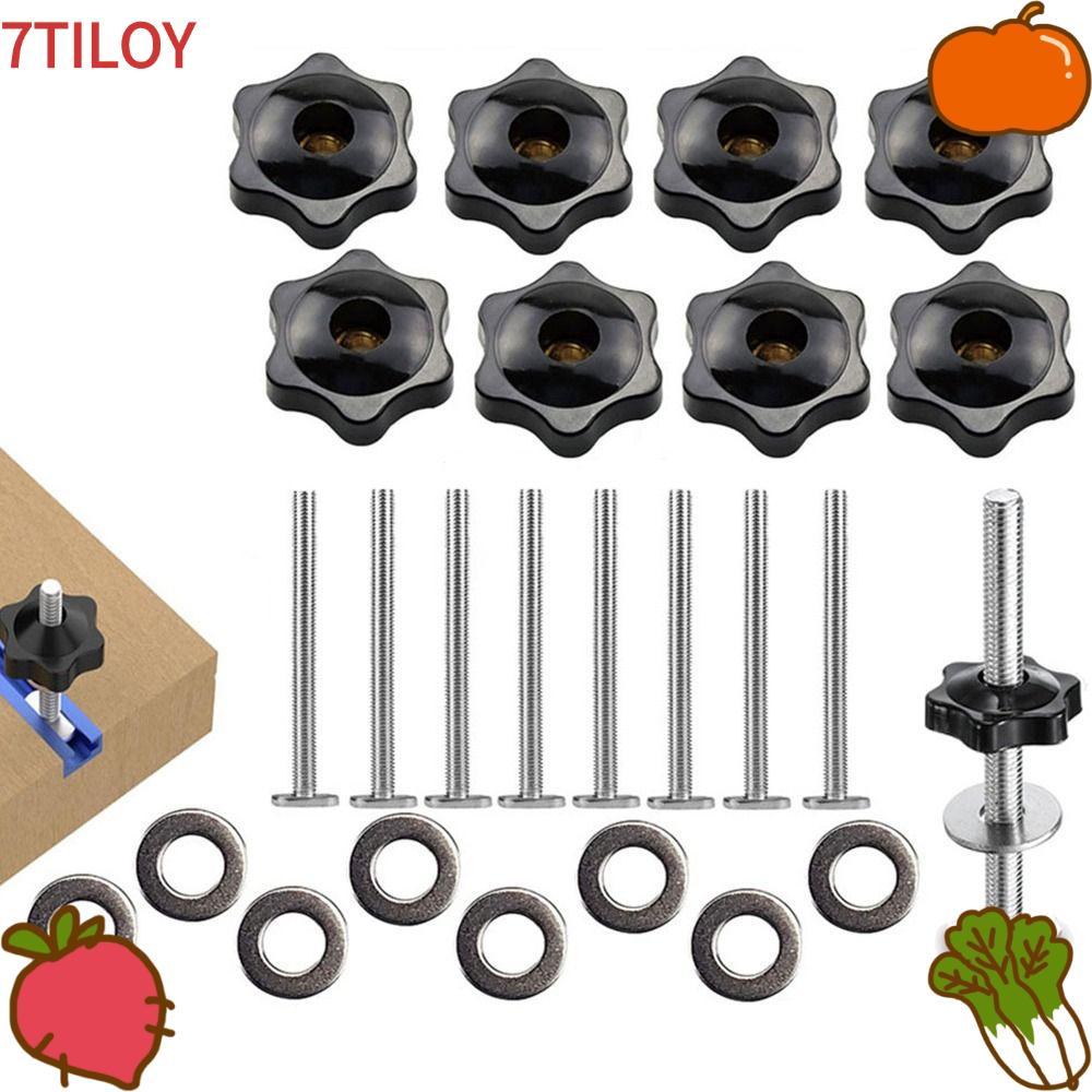 7TILOYSHOP 4 ชิ้น T Track Bolts, สังกะสีพร้อมปะเก็น T-Slot Bolts, Professional ความแข็งแรงสูงกันสนิม
