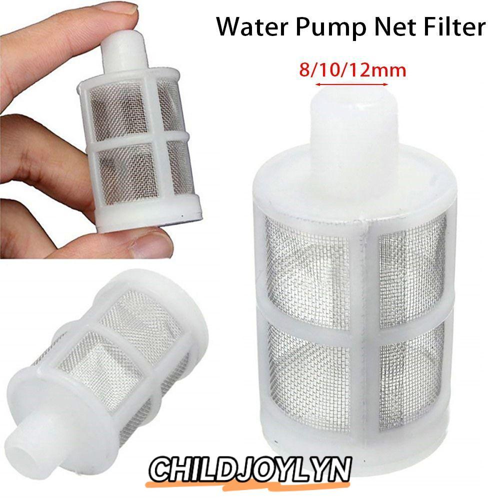 CHILDJOYLYN 1/5 ชิ้น Water Microfilter, อุปกรณ์กรองชลประทาน Aquarium อุปกรณ์ปั๊มน้ํากรอง, สแตนเลส 8 มม.10 มม.12 มม.ไดอะแฟรมปั๊มท่อตาข่ายกรอง