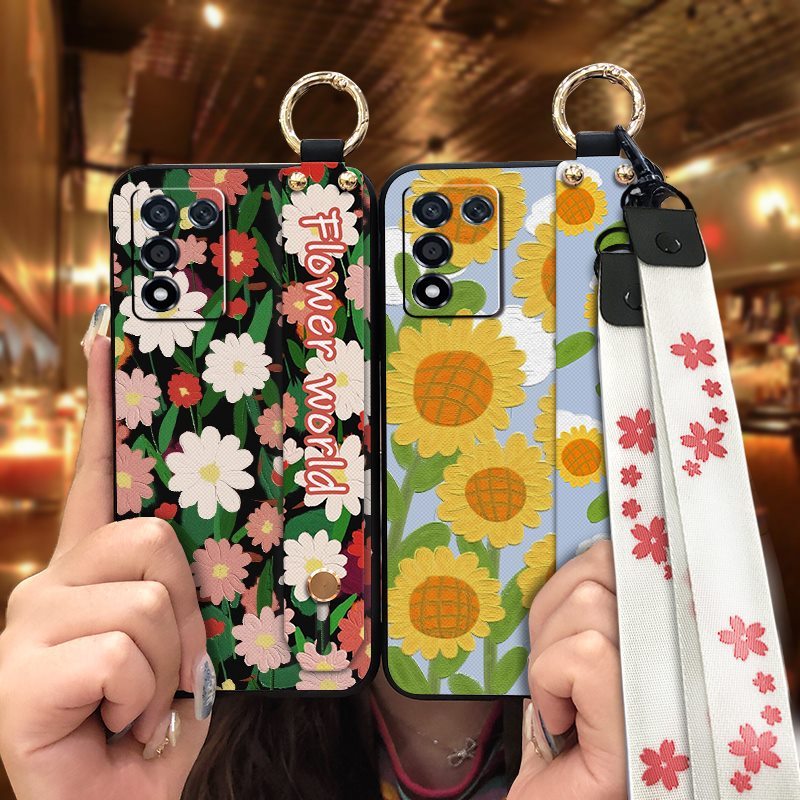 เชือกเส้นเล็กดอกไม้เคสโทรศัพท์สําหรับ OPPO K9S/Realme Q3S/Q3T/K10 Vitality Edition นุ่มป้องกันกันกระ
