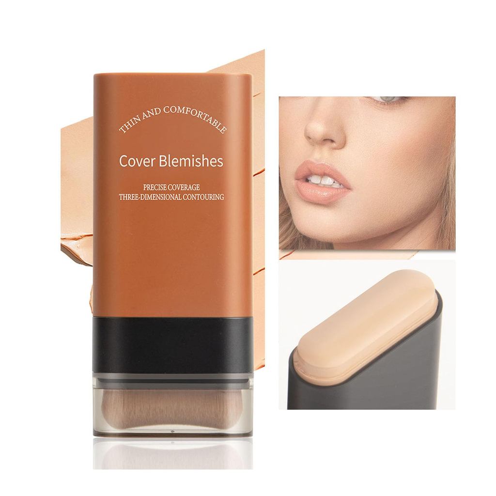 Instant Concealing Foundation Stick with Built-In Brush,Korean Foundation Stick,Flawless Eraser Foun