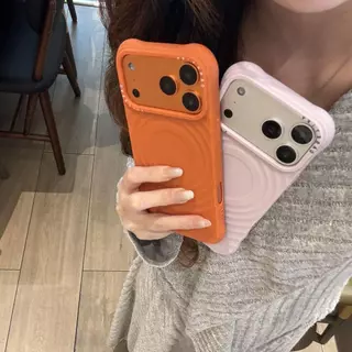 หรูหรา Magnetic Ripple Mulberry กํามะหยี่สีม่วงซิลิโคนเหลวเคสโทรศัพท์สําหรับ iPhone 17 Pro Max 16 15 14 13 กันกระแทกป้องกันปลอกชาร์จ