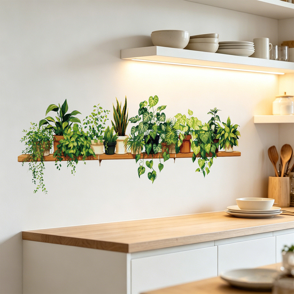 Vine Green Plant Wall Beautification Sticker, PVC Material, Self-Adhesive ห้องนอนห้องนั่งเล่นพื้นหลังสติ๊กเกอร์ตกแต่ง-วัสดุที่เป็นมิตรต่อสิ่งแวดล้อม