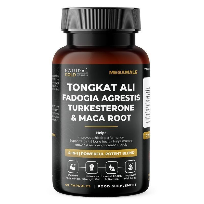 MegaMale - Tongkat Ali, Fadogia Agrestis, Turkesterone และ Maca Root - 4 in 1 - Powerful Potent Blen