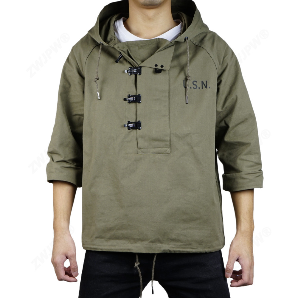 ZWJPW/American Retro USN Deck Uniform Iron Buckle Version NAVY Deck Uniform Blouse Military Style Lo