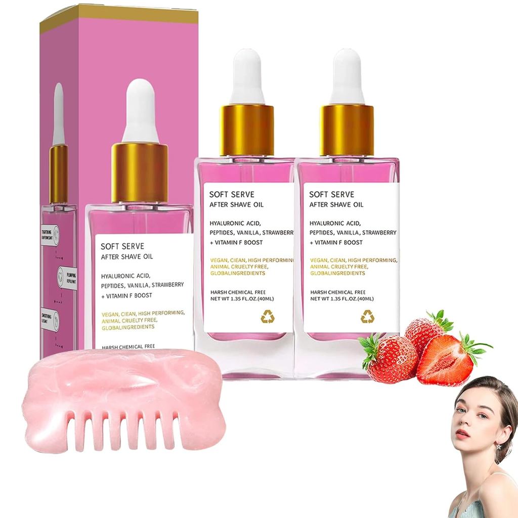 Luxury After Shave Oil for Women Smooth Skin - Strawberry Vanilla After Shave Oil - Soft Serve Sooth