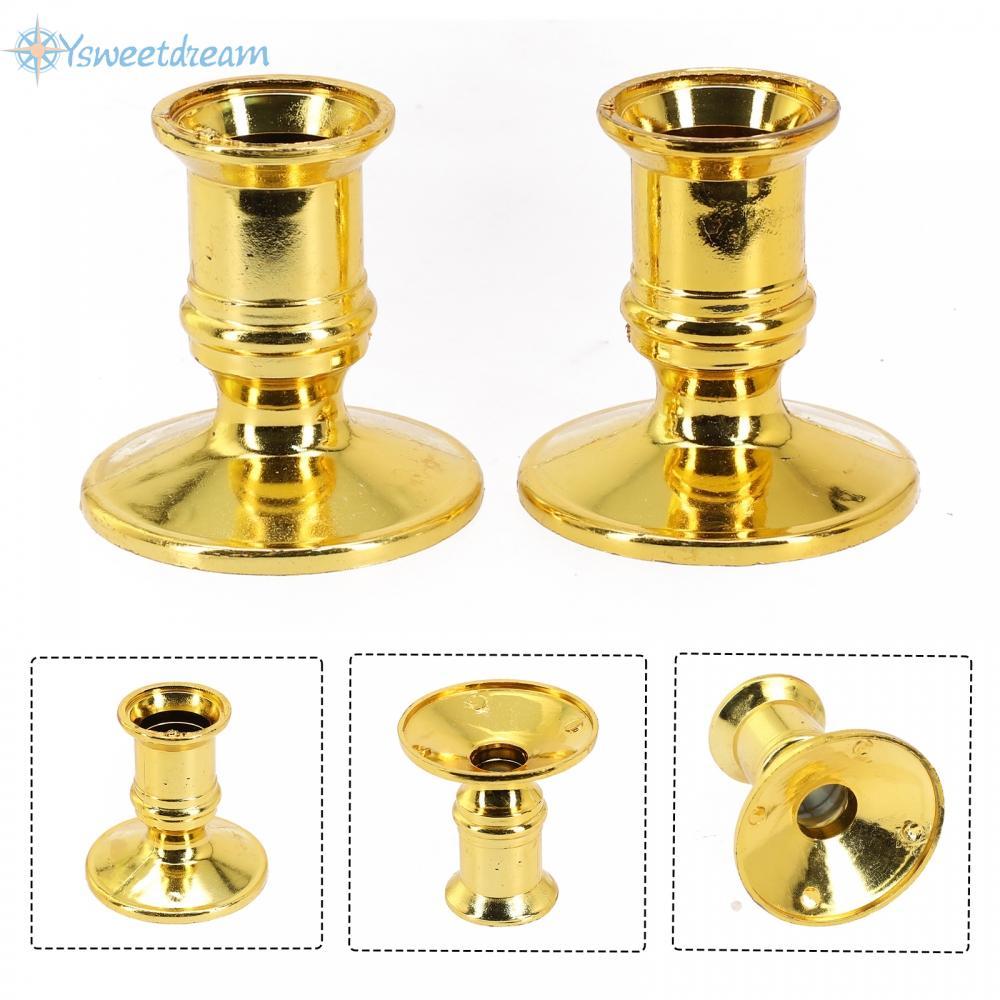 【SWTDRM】Classic Brass Plated Candle Holders Suitable for Standard Taper Candles (2pcs)