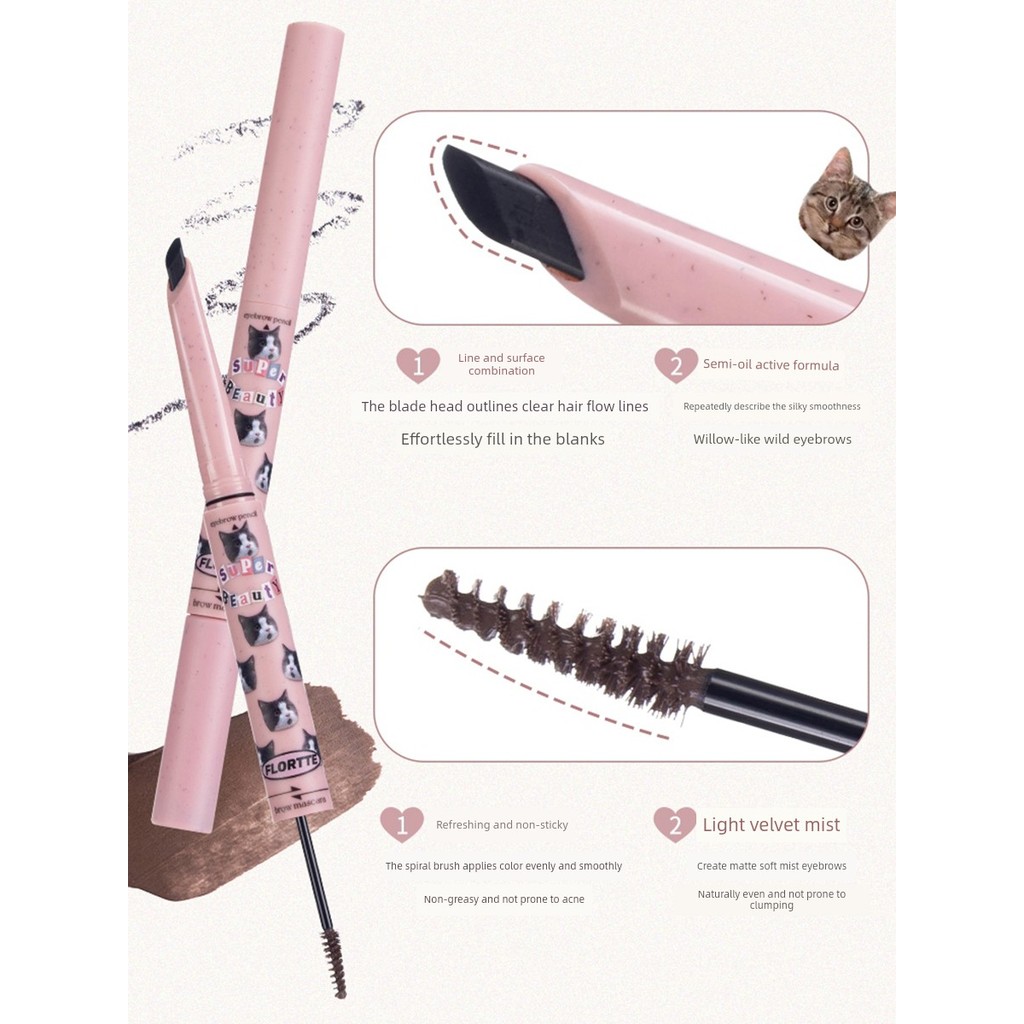 ปัดคิ้ว เจลปัดคิ้ว FLORTTE FLORTTE Eyebrow Dye Double-Headed Blade ดินสอเขียนคิ้ว Monster Melia กันน