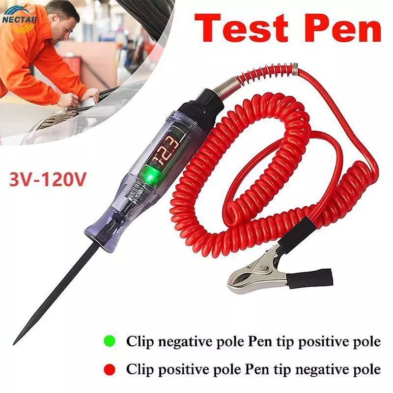 TAR ดิจิตอล 3V 120V เครื่องทดสอบวงจรแรงดันไฟฟ้าปากกา Long Probe พร้อมจอแสดงผล LED สําหรับรถยนต์ที่ปลอดภัยในครัวเรือนและการประชุมเชิงปฏิบัติการการทดสอบไฟฟ้า N