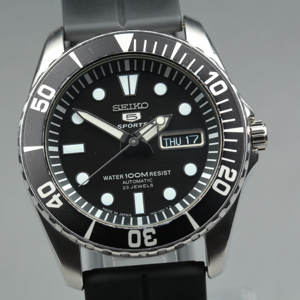 SEIKO 5 Sports SNZF17/7S36-03C0 Date/Date Black Dial 100m Auto 43mm Men's Watch