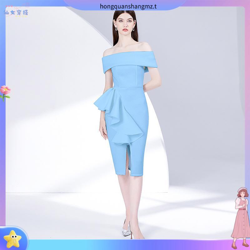 Benka สกูบ้า Maxi Dress สําหรับผู้หญิงเชิญปาร์ตี้คริสต์มาสเปิดไหล่คริสต์มาส