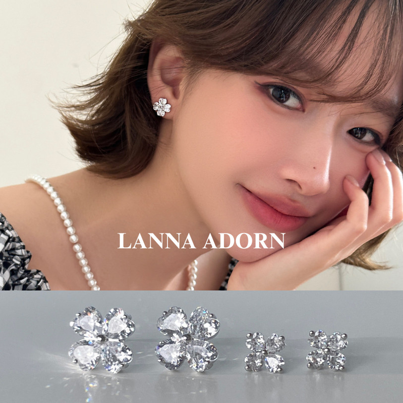 LA 💙COD พร้อมส่ง💙 จิวหู ต่างหูเพชร CZ รูปโคลเวอร์สี่แฉก มินิมอล หรูหรา เกาหลี ก้านเงิน S925 ไม่แพ้ ไม่คัน ไม่ลอกดำ ต่างหูแฟชั่นผู้หญิง ใส่ได้ทุกวัน ใส่เที่ยว ถ่ายรูปสวย 1คู่ ของขวัญ แถมกล่องของขวัญ+ถุงของขวัญแบรนด์
