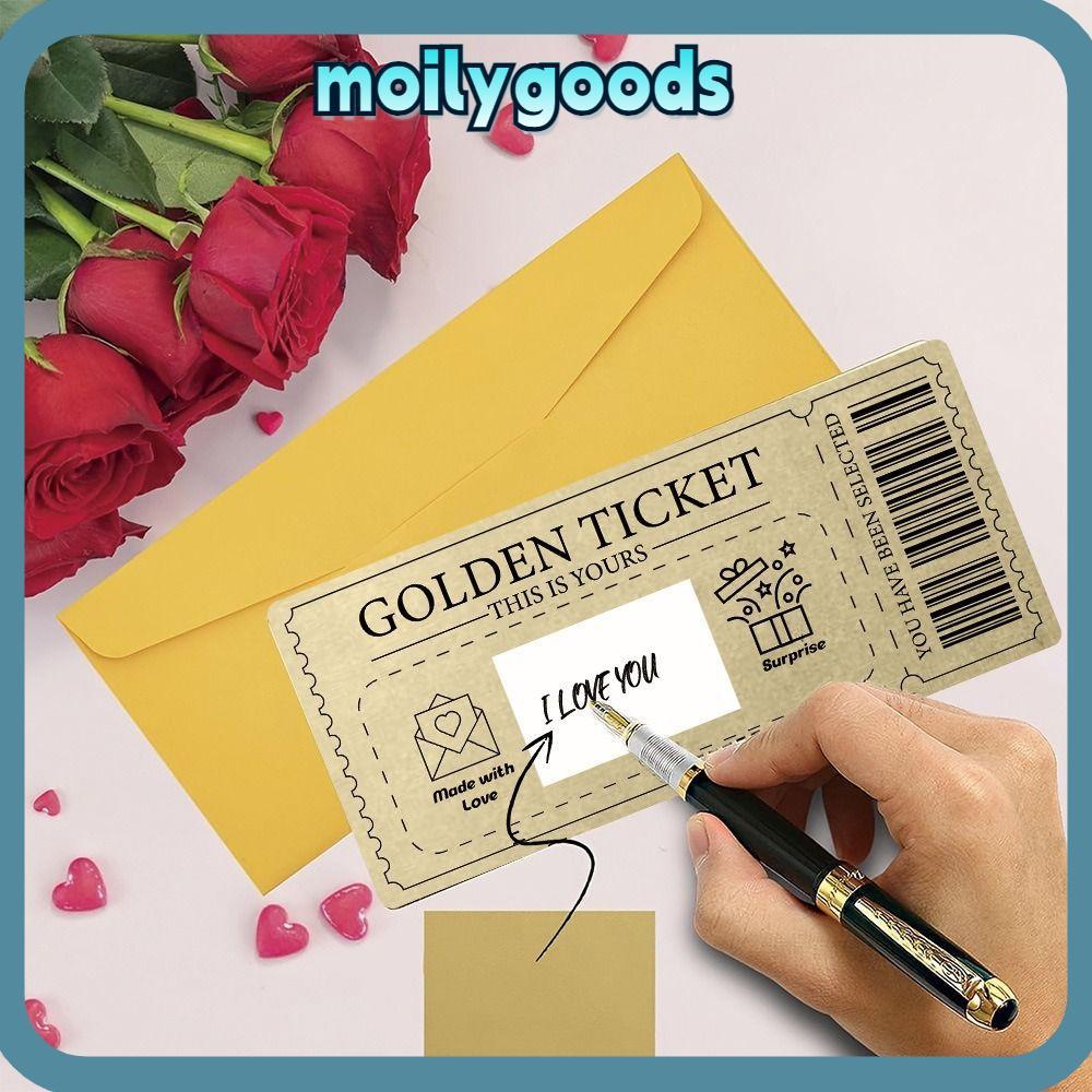 MOILYHD Golden Ticket Scratch- Card, with Envelope Raffle Gift Concert Ticket, Scratch Party Favor S