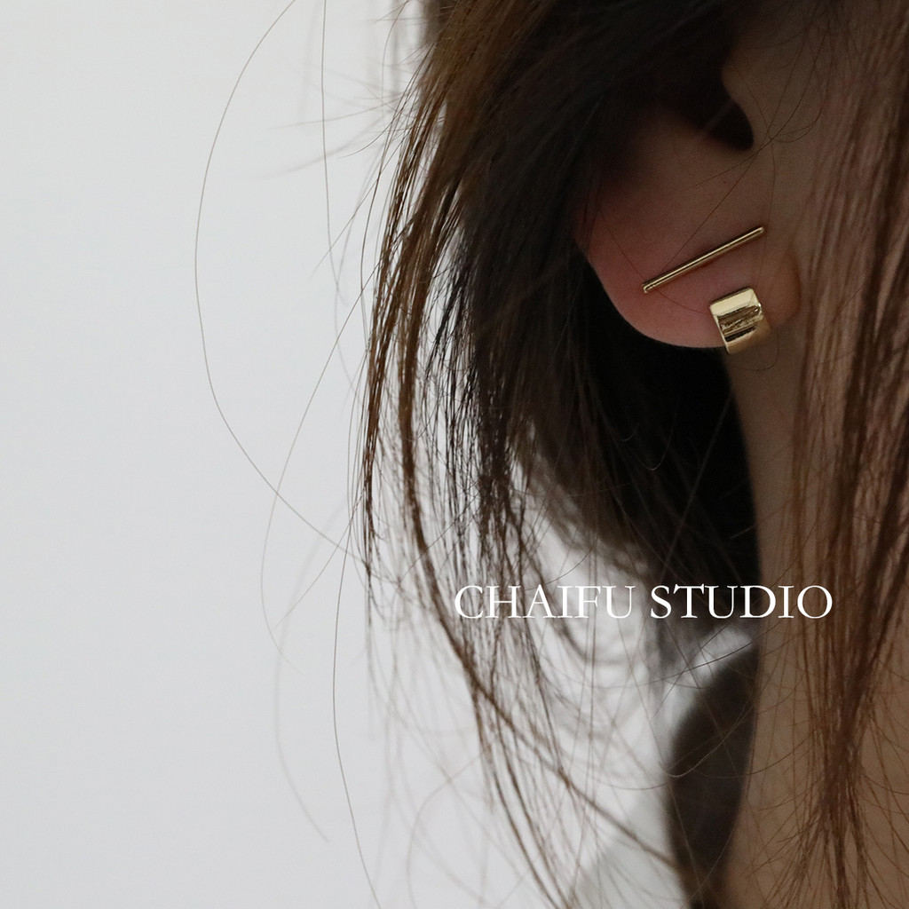 Chaifu Studio/R103 ins Minimalist Temperament ต่างหูสไตล์เกาหลี choker Design Simple Daily Commuter