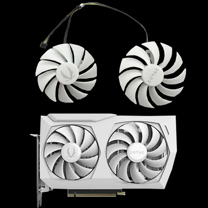 88 มม./100 มม.RTX 3060 AMP พัดลม GPU สีขาว Zotac RTX 3060 Ti RTX 3060 AMP สีขาว RTX 3070 Twin Edge ก